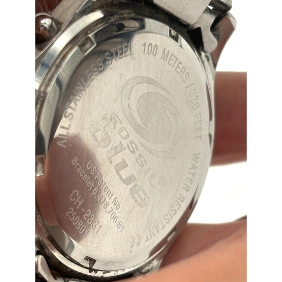 Fossil Watch Blue CH-2331 Men's 42mm Gray Dial Chronograph Diver Watch Wide Link - Picture 16 of 16